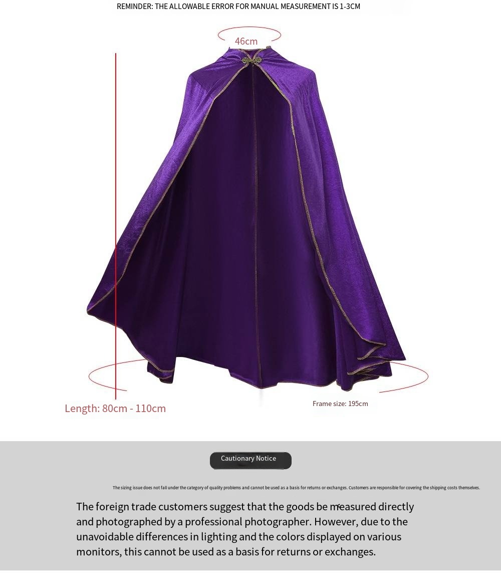 Vintage Noble Velvet Cape Cloak Luxury Long Robe Halloween Cosplay Costume